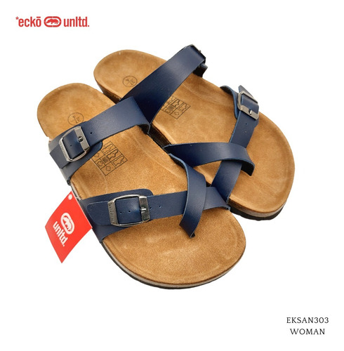 Sandalias Mujer Ecko De Corcho Cruzada 2 Heb Azul - Mishop