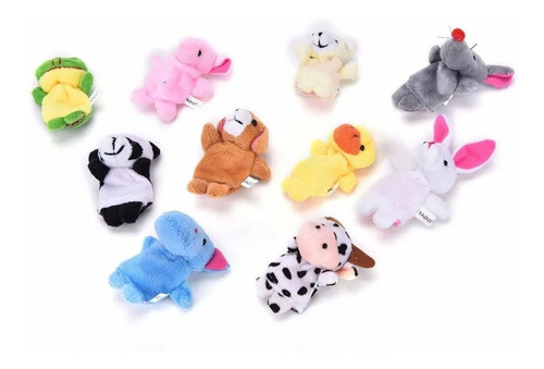 Imagen 4 de 6 de Titeres De Animales Para Dedo Pack De 10 Surtido Peluche