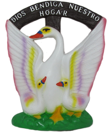 Cisnes Dios Bendiga Figura Para Colgar Yeso Cerámico