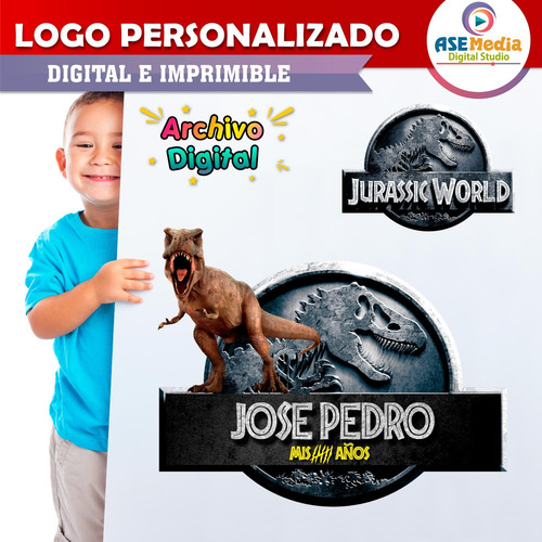 Logo Digital Jurassic World Personalizado Con Tu Nombre