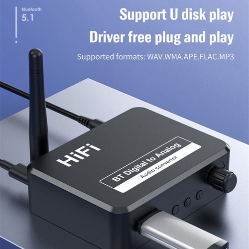 Adaptador Convertidor Dac De Audio Digital A Analógico Bluet