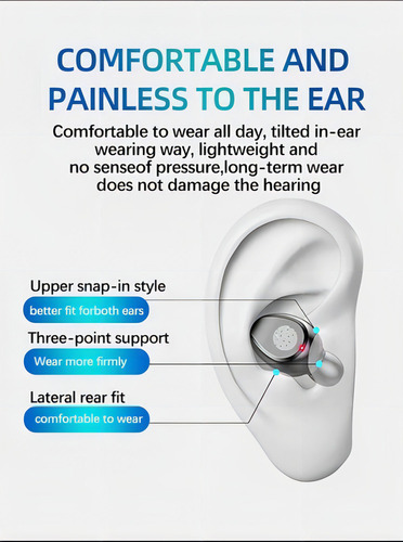 Fone De Ouvido In-ear Sem Fio F9 Preto Com Luz Led Mais