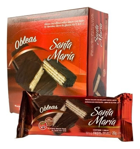 Obleas Limón Bañadas Chocolate Sin Tacc Santa Maria 10 Uni