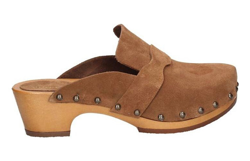 Zapato Zueco Casual Mujer Cuero Pollini G319 Camel 