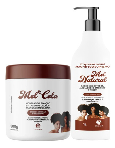Kit Ativador Cachos Mel Natural 1l E Mel Cola 500g - Trihair