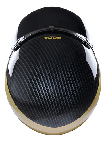 Casco Certificado Fibra Carbon Oro Chopper Retro Cafe Racer