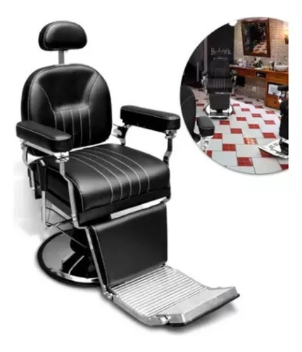 Cadeira De Barbeiro Dubai Encosto Reclinável Pé Redondo