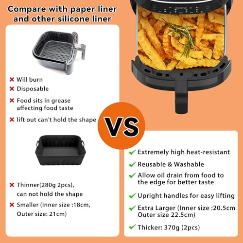 Forrado De Air Fryer De Silicona Cuadrado De 9 Pulgadas Para