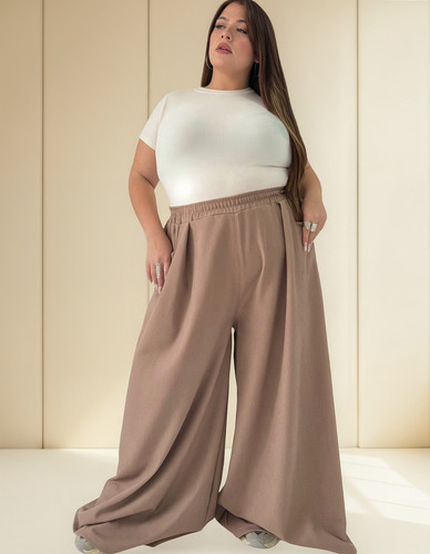 Pantalon Palazzo Mujer Con Pinzas Talles Especiales Valvinna
