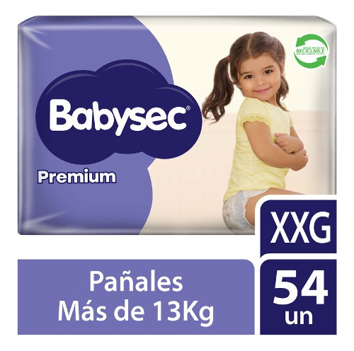 Pañales De Bebé Babysec Premium Flexiprotect 54 Un Xxg