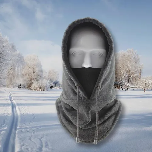 Unisex Winter Warm Snood Fleece Scarf Hood Gray One Size
