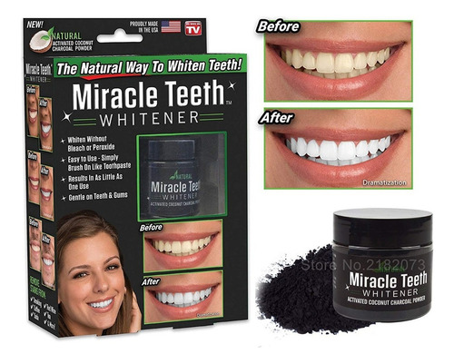 Blanqueador Dental Miracle Carbon Coco Natural Envio Gratis