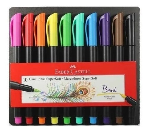 Imagen 1 de 3 de Set Brush Pen Supersoft 10 Colores Faber-castell 