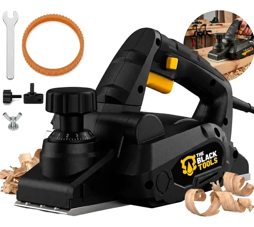 Plaina Elétrica 780W 16500 Rpm Profissional Cor Preto Com Acessórios Alta Precisão The Black Tools