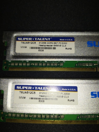 Memoria Ram Super Talent 512mb Ddr2 667 Usada