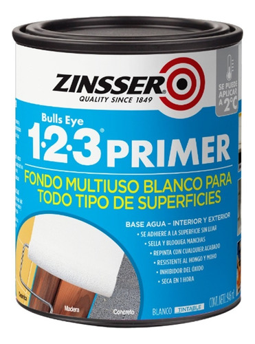 Primer 1.2.3 -zinsser (fondo Multiuso Base Agua) Lata 946 Ml