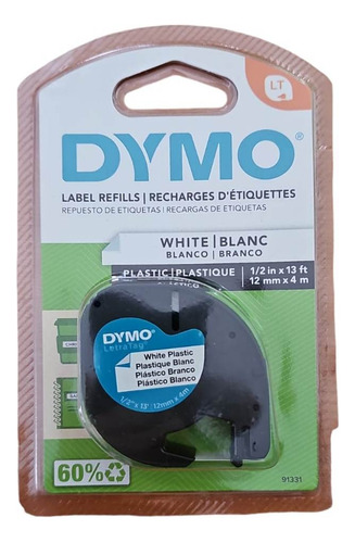 Cinta Etiquetadora Dymo Letratag Negro Sobre Blanco Plastico