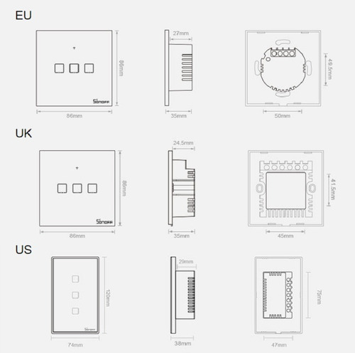 Imagen 6 de 6 de Sonoff T2 Us 2 Canales Tecla Touch Wifi/rf Con Garantia