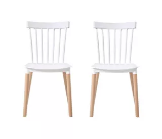 Set De 2 Sillas Begônia Madera De Diseño Rotter Blanca Color de la estructura de la silla Blanco