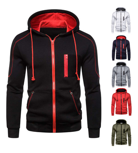 Sudadera Deportiva Casual Con Capucha Y Manga Con Cremallera