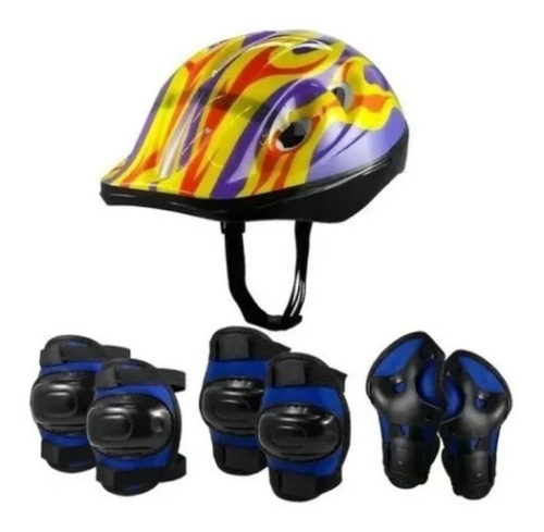 Set De Proteccion Niños Casco Rodilleras Coderas Muñequeras