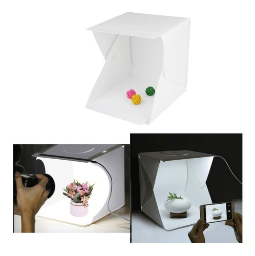 Caja Fotografía Estudio Plegable Luz  30 X 30 Cm Dos Fondos