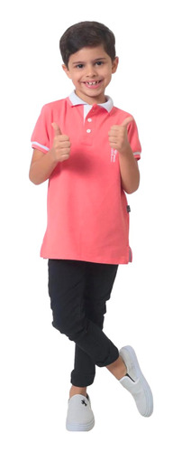 Camisa Polo Ou Body Polo Infantil Rosa Salmão Premium