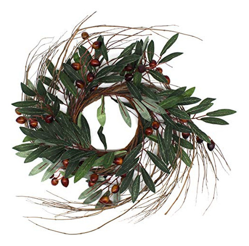 Rustic Country Artificial Olive Branch And Twig Wreath,...