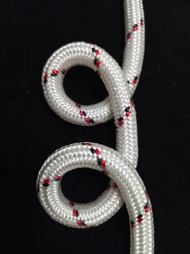 Soga 12mm Seguridad Poda Silleta Rappel Fuerte Certif. X40m Blanco Con Pintas Negras Y Rojas
