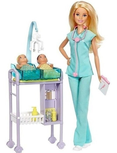 Imagem 1 de 5 de Barbie Profissões Medica Pediatra Loira Mattel Ms