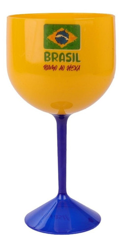 Taça Gin Drink Plástico Brasil Copa Mundo Hexa Sortido 540ml