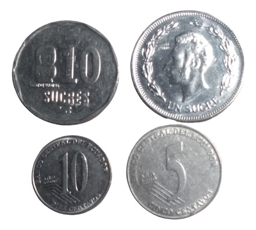  Monedas De Ecuador De 10 Sucres A 5 Cents 4 Piezas Envio 57