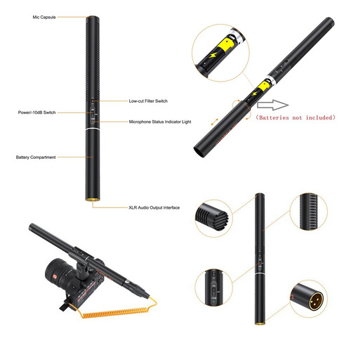 Micrófono Tipo Escopeta Comica Vp3 Xlr Para Cámara/videocáma