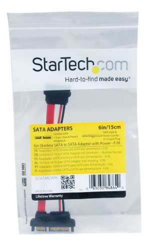 Startech.com Adaptador Sata A Sata Delgado De 6 Pulgadas Con