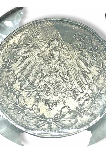 Moneda Plata Alemania Imperial 1/2 Marco Año 1919-e Ley .900 (Usado)