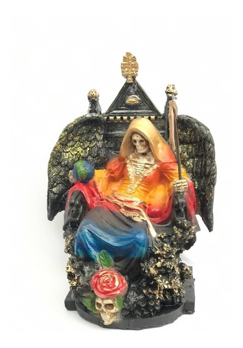 Figura Santa Muerte Con Alas Trono Preparada Atrae Suerte