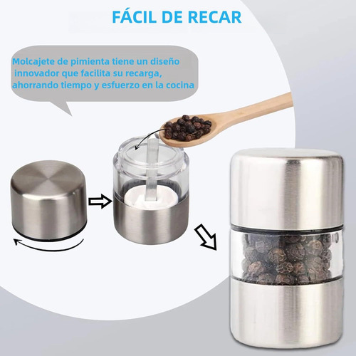 Molino De Sal Y Pimienta De Acero Inoxidable Rellenable