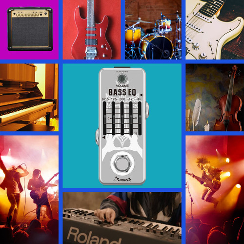 Pedal Equalizador De Baixo Amuzik, Pedais Equalizadores De 5 Bandas Para Baixo Com Gráfico De 5 Bandas, Carcaça Metálica Completa, Carcaça Metálica, True Bypass