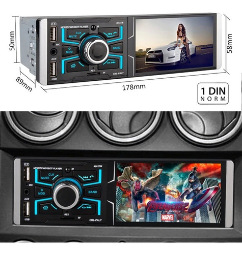 Radio Coche 1 Din Pantalla Táctil Bluetooth Mp5