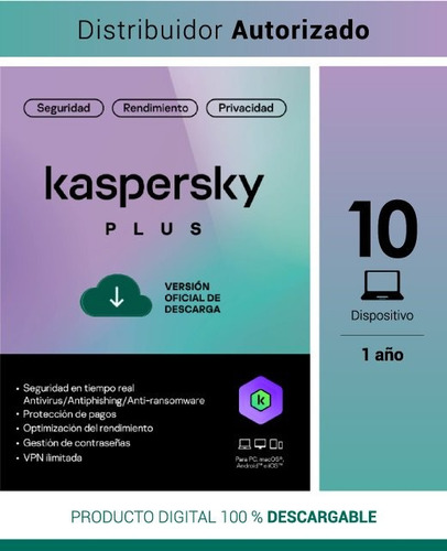 Kaspersky Plus 10 Usuarios 1 Año