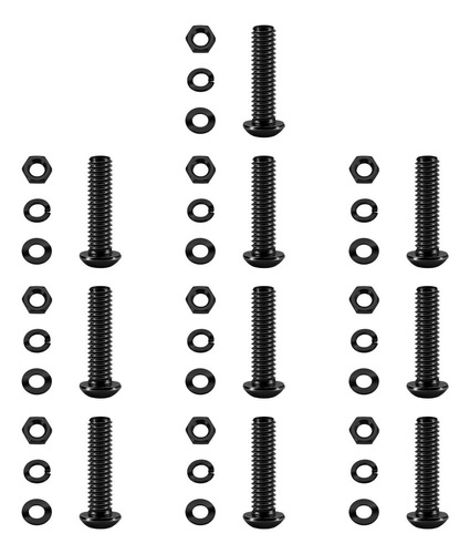 10 Tornillos De Cabeza Redonda M6, Tornillos Negros Con