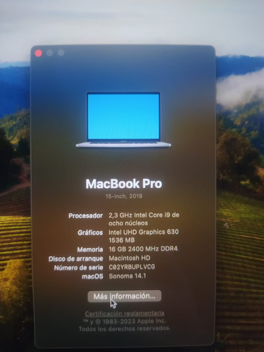 Macbook Pro Core I9 Retina 15,4, Ocho Núcleos 2019 (Usado)