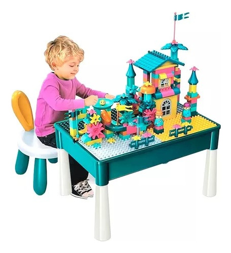 Mesa Con Legos Y Silla Para Niños