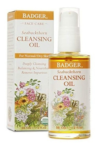 Badger Seabuckthorn Face Cleansing Oil - Botella De Vidrio D