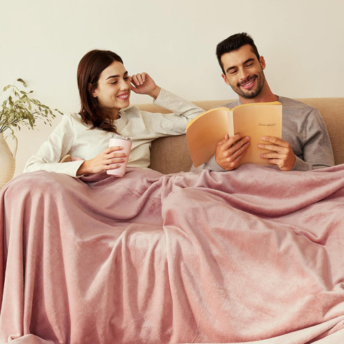 Frazada Manta Plush Flannel 240 X 190cm Térmica Ultra A Soft Rosa Opaco Liso