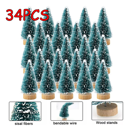 34 Mini Árboles De Navidad Con Base De Madera