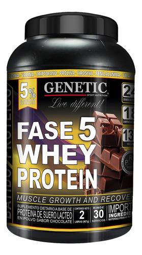 F5 Whey Protein Genetic Super Crecimiento Muscular Definido Sabor Chocolate