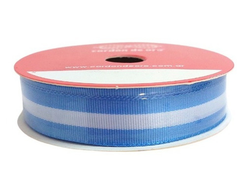 Cinta Bandera Argentina N°3 15mm X 10 Mts - Cordón De Oro - Color Celeste