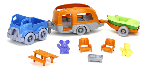 Green Toys Juego De Caravana, Azul/naranja, Juego De 10 Pie.