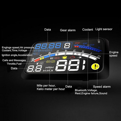 5.5 Hd Hud Carro Head Up Display Obdii Euobd